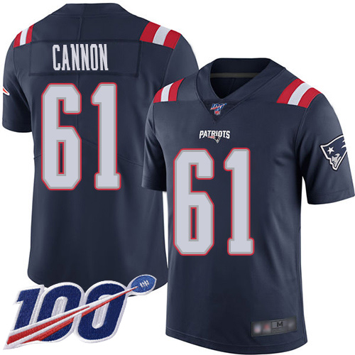 New England Patriots Football #61 100th Season Limited Navy Blue Men Marcus Cannon NFL Jersey->youth nfl jersey->Youth Jersey